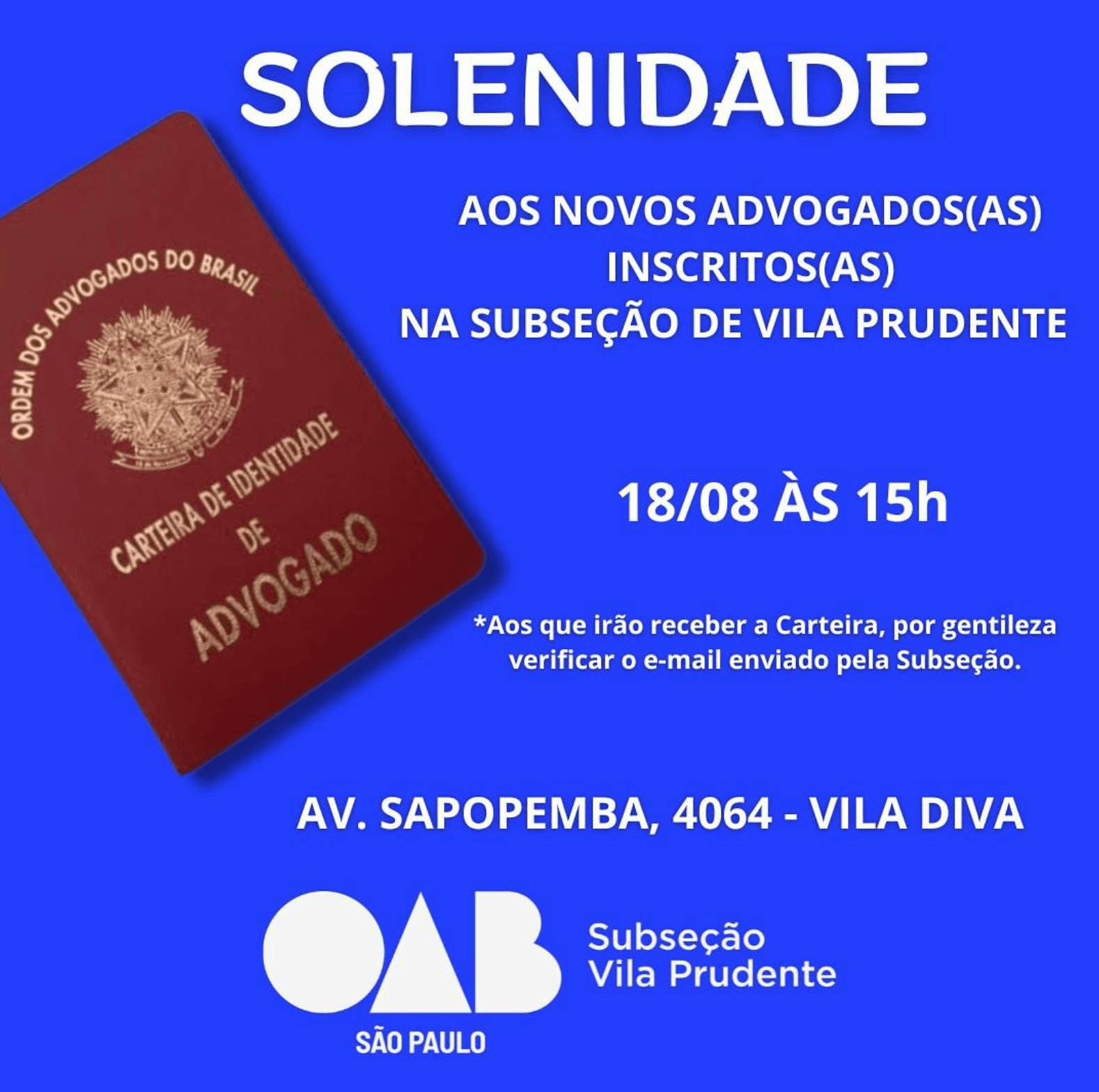 Solenidade de entrega de Carteiras