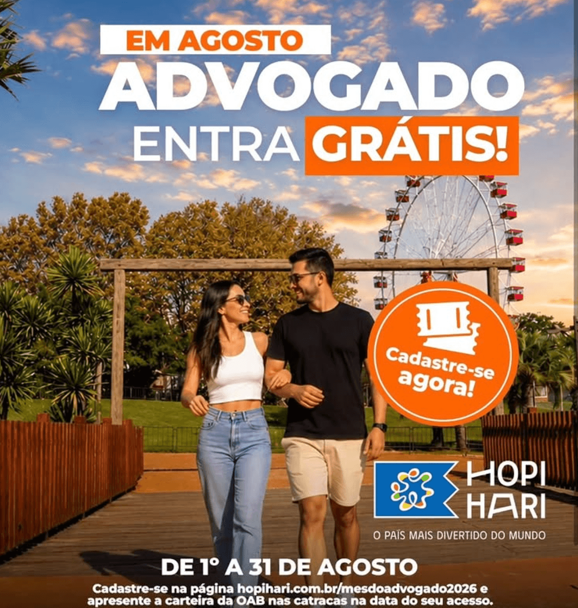 Mês do Advogado - Hopi Hari GRÁTIS